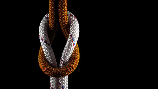 Tied white and orange rope